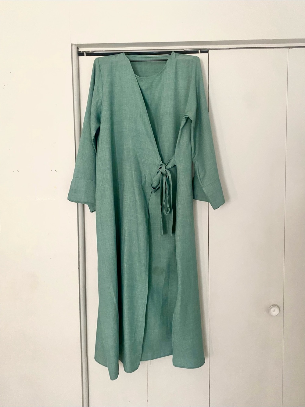 Green Wrap Maxi Dress with Tie Closure